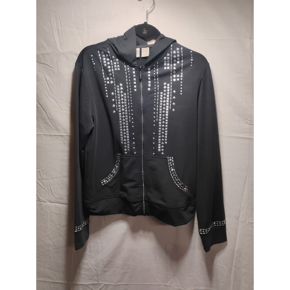 Rod's Zip Up Woman's Hoodie Jacket Size Large Black Punk Goth Gothic